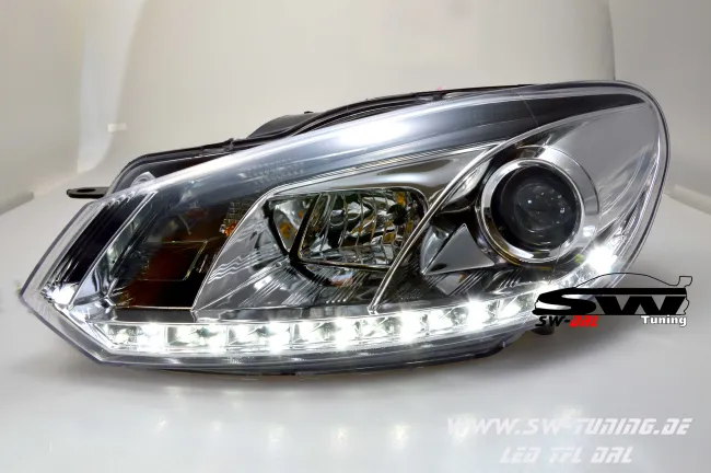 SW-DRL Scheinwerfer VW Golf 6 08-12 LED Tagfahrlicht R87 chrome