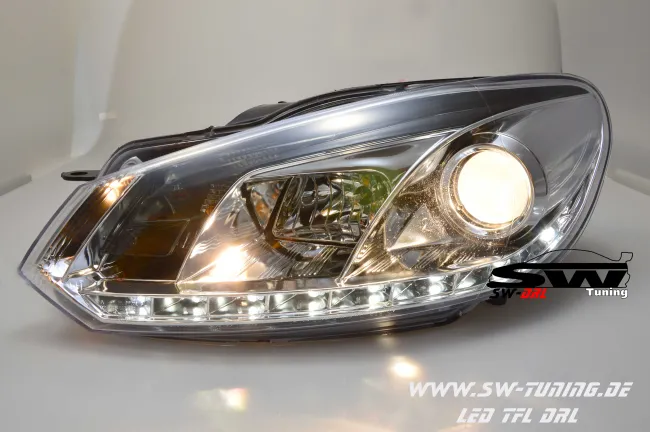 SW-DRL Scheinwerfer VW Golf 6 08-12 LED Tagfahrlicht R87 chrome