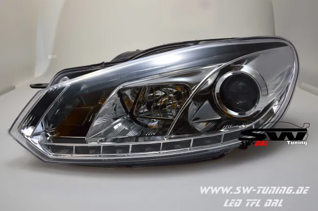 SW-DRL Scheinwerfer VW Golf 6 08-12 LED Tagfahrlicht R87 chrome