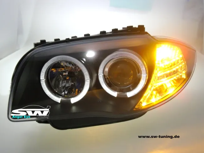 Angel Eye Scheinwerfer passend für BMW 1er E87/E81 LED Standlichtringe black