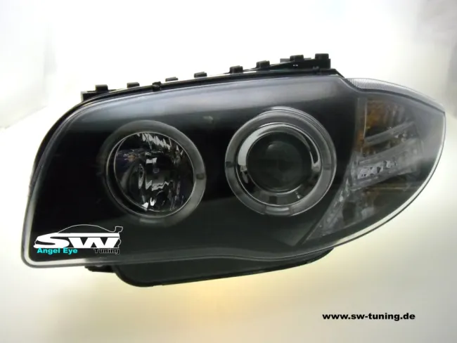 Angel Eye Scheinwerfer passend für BMW 1er E87/E81 LED Standlichtringe black