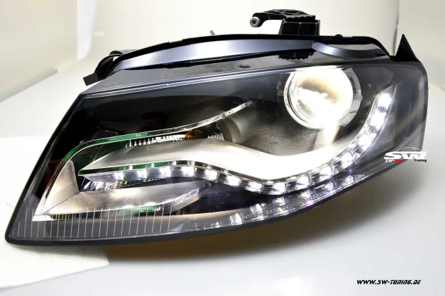 SW-DRL Scheinwerfer für AUDI A4 B8 Typ 8K 08-11 LED-Tagfahrlicht R87 black