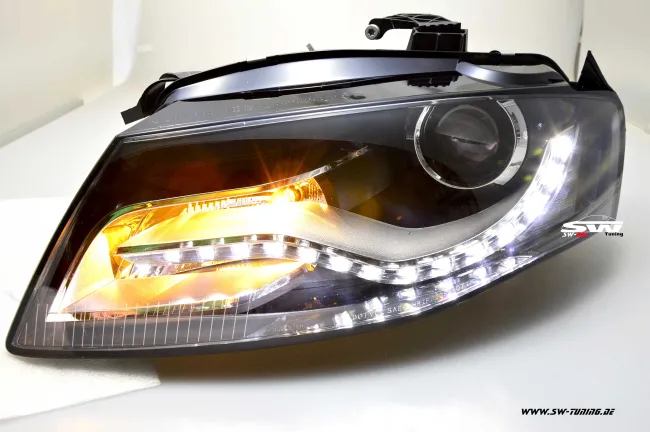 SW-DRL Scheinwerfer für AUDI A4 B8 Typ 8K 08-11 LED-Tagfahrlicht R87 black