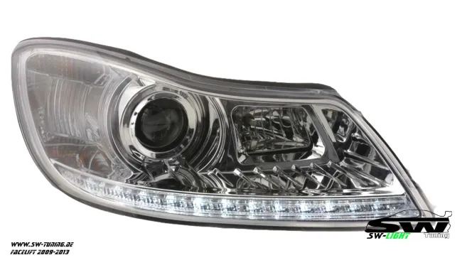 SW-Light headlights Skoda Octavia II 1Z Facelift 09-13 LED positionlight chrome