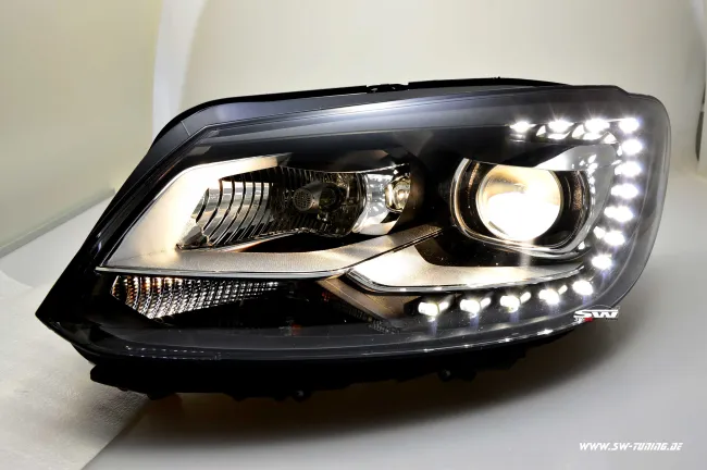 SW-DRL headlights suitable for VW Touran GP2 Facelift Type 1T 10-14 LED DRL R87 black