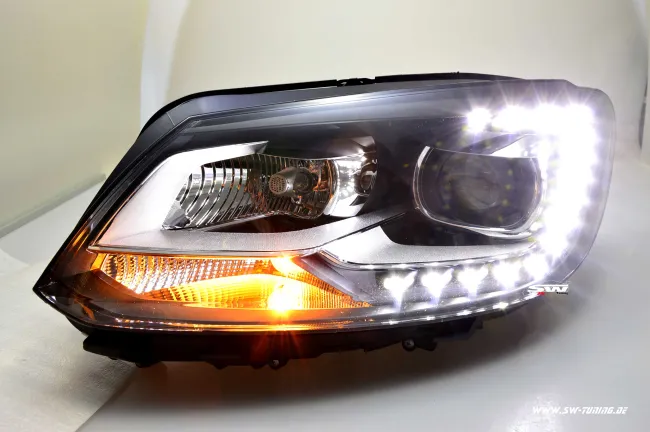 SW-DRL headlights suitable for VW Touran GP2 Facelift Type 1T 10-14 LED DRL R87 black