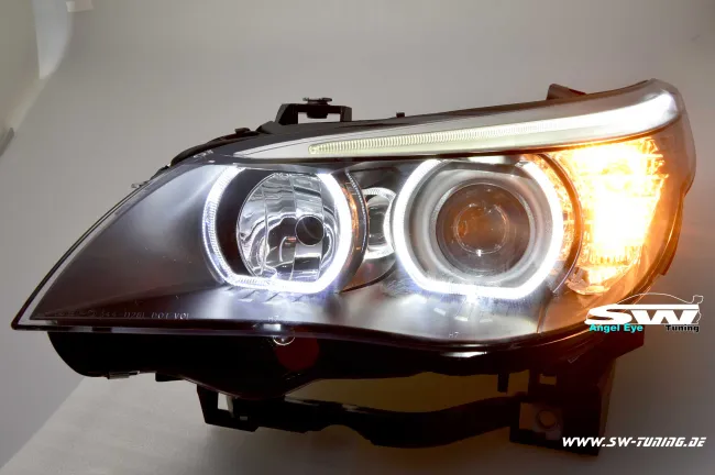 Angel Eye Scheinwerfer passend für 5er BMW E60 E61 03-10 High LED Standlichtringe Black