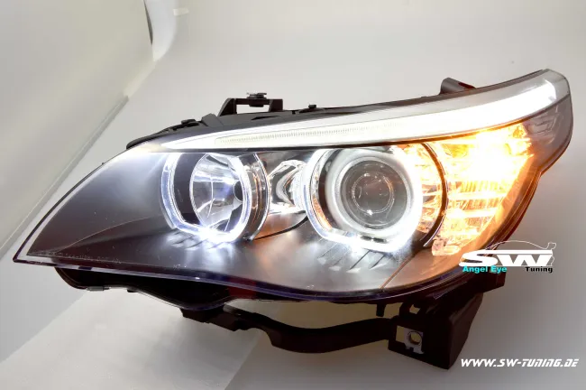 Angel Eye Scheinwerfer passend für 5er BMW E60 E61 03-10 High LED Standlichtringe Black