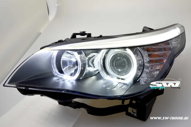 Angel Eye Scheinwerfer passend für 5er BMW E60 E61 03-10 High LED Standlichtringe Black