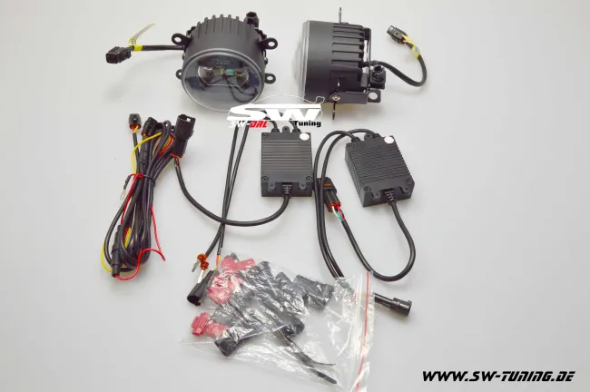 SW-DRL LED DRL/fog Lights for Fiesta Mk7 JA8 / Focus Mk2 Mk3 08-15 / Transit Tourneo 06-15 black