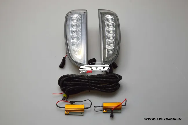 SW Voll LED Tagfahrlicht Blinker Standlicht für Porsche Cayenne I 957 9PA 06-10 chrome (Auslaufmodel)