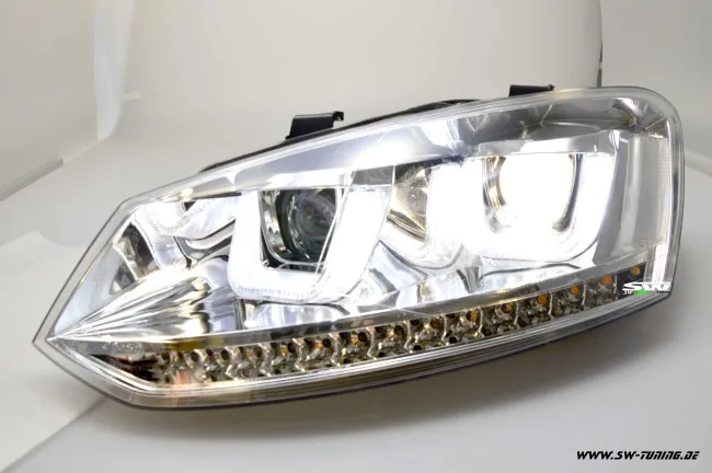 SW-Light Scheinwerfer VW Polo V 6R 6C 10-17 LED U-Tube Standlicht chrome