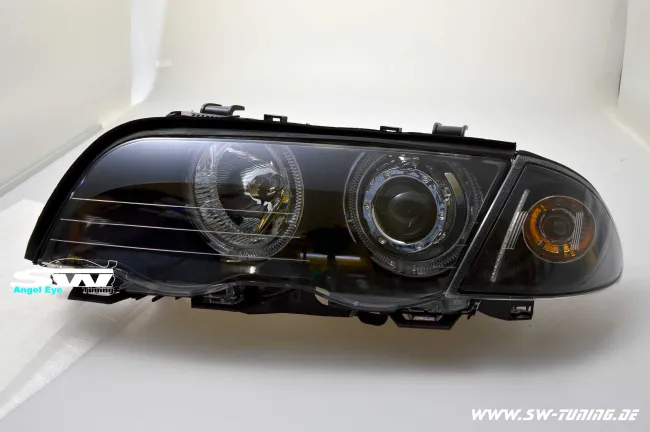 Angel Eye Scheinwerfer passend für 3er BMW E46 Lim/Touring 98-01 High LED Standlichtringe black