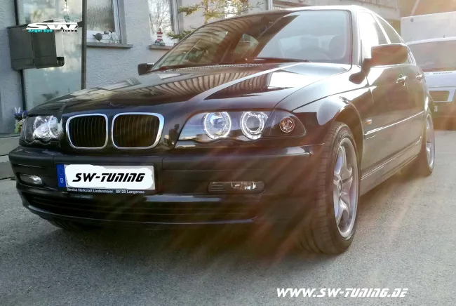 Angel Eye Scheinwerfer passend für 3er BMW E46 Lim/Touring 98-01 High LED Standlichtringe black