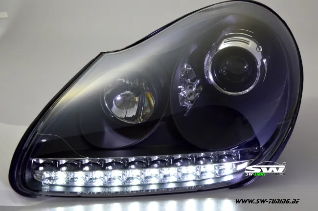 SW-Light Xenon headlights suitable for Porsche Cayenne I 955 9PA 02-07 LED positionlight black