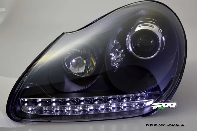 SW-Light Xenon headlights suitable for Porsche Cayenne I 955 9PA 02-07 LED positionlight black