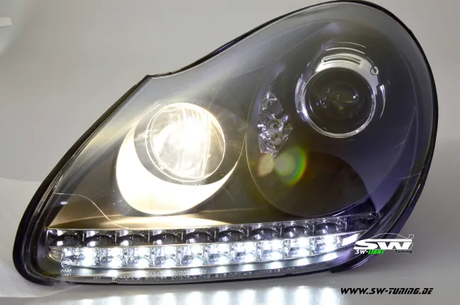 SW-Light Xenon headlights suitable for Porsche Cayenne I 955 9PA 02-07 LED positionlight black