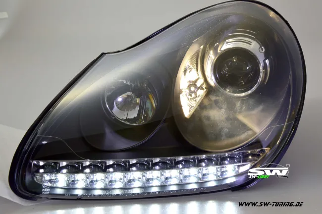 SW-Light Xenon headlights suitable for Porsche Cayenne I 955 9PA 02-07 LED positionlight black