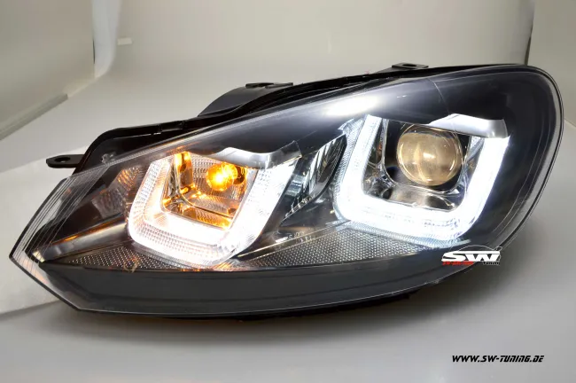SW-DRLtube Scheinwerfer VW Golf VI 08-12 LED TFL U-Lighttube black Black-Line