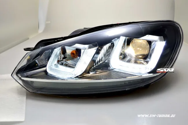 SW-DRLtube Scheinwerfer VW Golf VI 08-12 LED TFL U-Lighttube black Chrom-Line