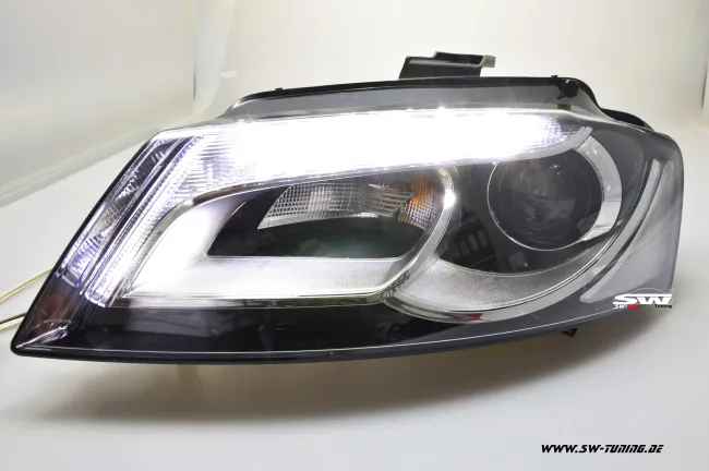 SW-DRL headlights for Audi A3 8P Facelift 08-12 LED DRL R87 black