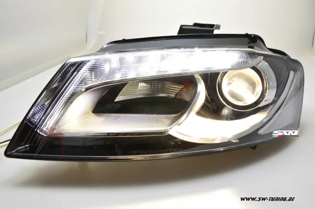 SW-DRL headlights for Audi A3 8P Facelift 08-12 LED DRL R87 black