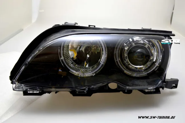 Angel Eye Scheinwerfer 3er BMW E46 LCI Lim/Touring 02-05 High LED Standlichtringe black