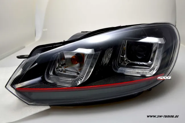 SW-DRLtube Scheinwerfer VW Golf VI 08-12 LED TFL U-Lighttube black RED-Line