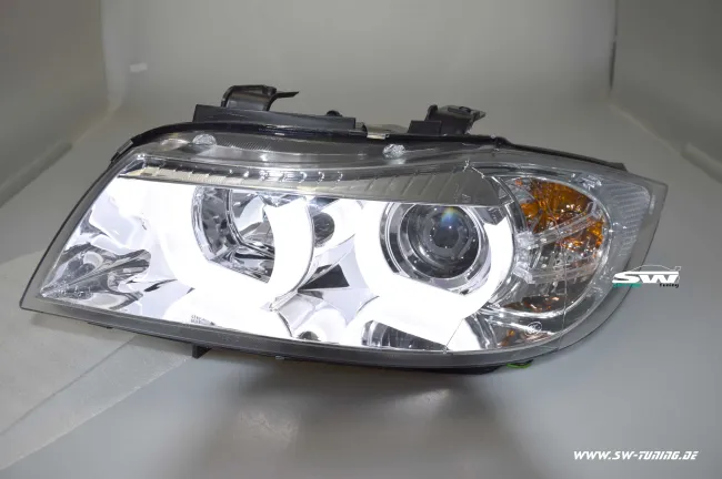 SW-Ltube Angel Eye Scheinwerfer für 3er BMW E90 E91 05-13 High U-LED-Standlicht chrom