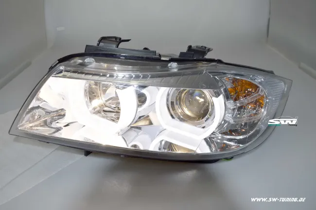 SW-Ltube Angel Eye Scheinwerfer für 3er BMW E90 E91 05-13 High U-LED-Standlicht chrom