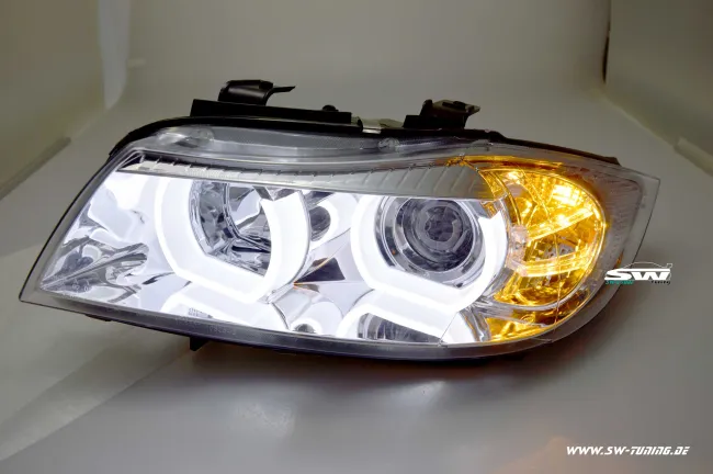 SW-Ltube Angel Eye Scheinwerfer für 3er BMW E90 E91 05-13 High U-LED-Standlicht chrom