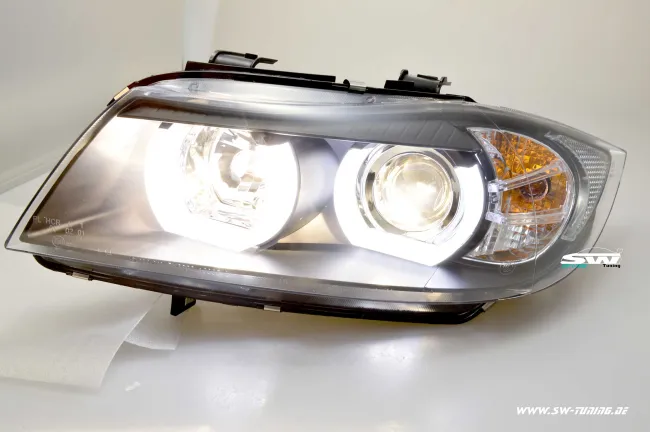 SW-Ltube Angel Eye Scheinwerfer für 3er BMW E90 E91 05-13 High U-LED-Standlicht Black