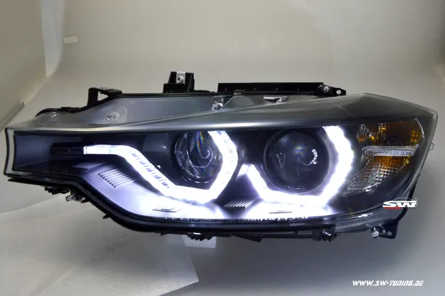 SW-DRL Angel Eye Scheinwerfer für 3er BMW Typ F30/F31 12-15 LED U-TFL-Standlichtringe black