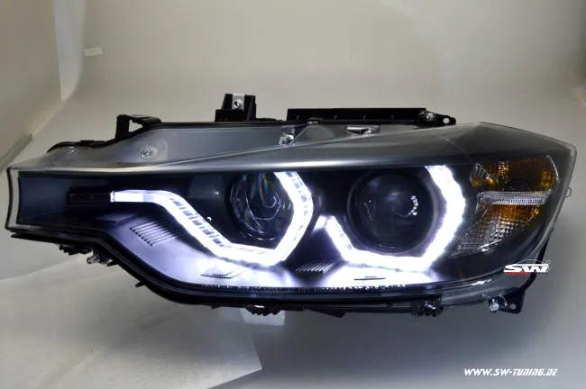 SW-DRL Angel Eye Scheinwerfer für 3er BMW Typ F30/F31 12-15 LED U-TFL-Standlichtringe black