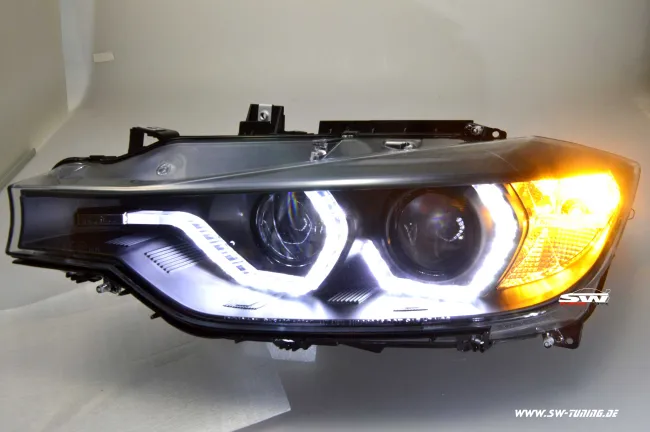 SW-DRL Angel Eye Scheinwerfer für 3er BMW Typ F30/F31 12-15 LED U-TFL-Standlichtringe black