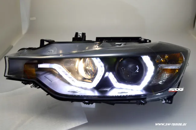 SW-DRL Angel Eye Scheinwerfer für 3er BMW Typ F30/F31 12-15 LED U-TFL-Standlichtringe black