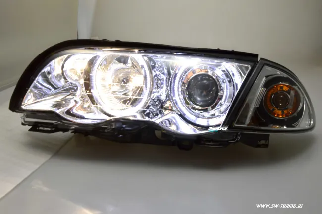 Angel Eye Scheinwerfer 3er BMW E46 Lim/Touring 98-01 High LED Standlichtringe chrom