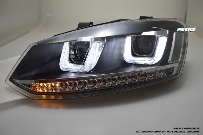 SW-Light Scheinwerfer VW Polo V 6R / 6C 10-17 LED U-Tube Standlicht / Wischblinker Black