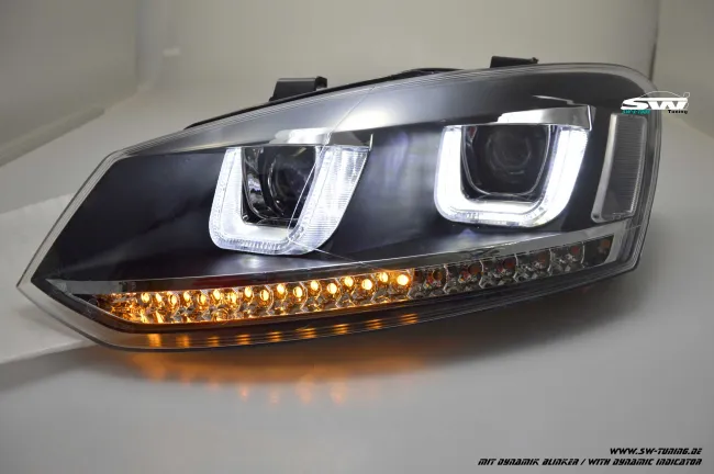 SW-Light Scheinwerfer VW Polo V 6R / 6C 10-17 LED U-Tube Standlicht / Wischblinker Black