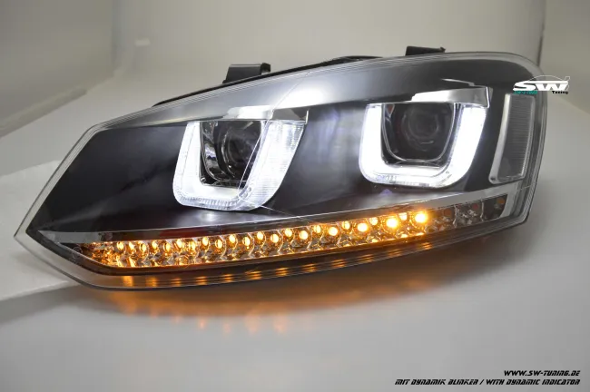 SW-Light Scheinwerfer VW Polo V 6R / 6C 10-17 LED U-Tube Standlicht / Wischblinker Black