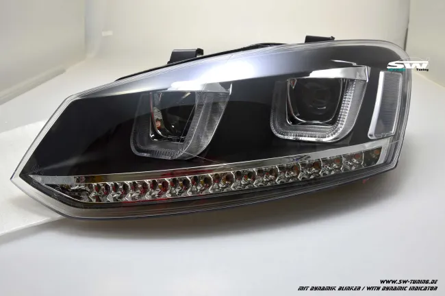 SW-Light Scheinwerfer VW Polo V 6R / 6C 10-17 LED U-Tube Standlicht / Wischblinker Black