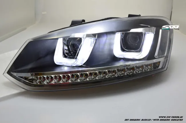 SW-Light Scheinwerfer VW Polo V 6R / 6C 10-17 LED U-Tube Standlicht / Wischblinker Black