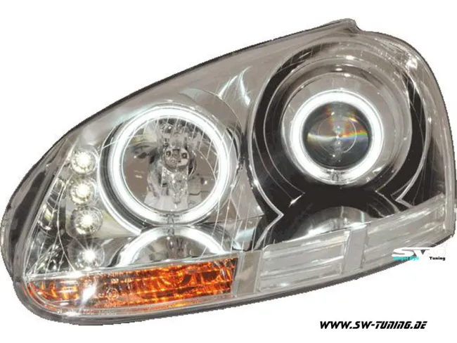 SW Angel Eye Scheinwerfer VW Golf 5 03-08 chrom CCFL-Standlichtringe LED Standlicht Lighttube