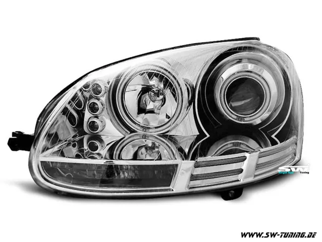 SW Angel Eye Scheinwerfer VW Golf 5 03-08 chrom CCFL-Standlichtringe LED Standlicht Lighttube
