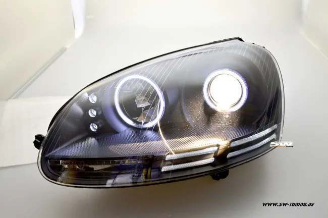 SW Angel Eye Scheinwerfer VW Golf 5 03-08 black CCFL-Standlichtringe LED Standlicht Lighttube