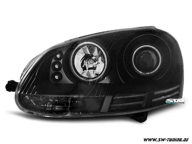 SW Angel Eye Scheinwerfer VW Golf 5 03-08 black CCFL-Standlichtringe LED Standlicht Lighttube