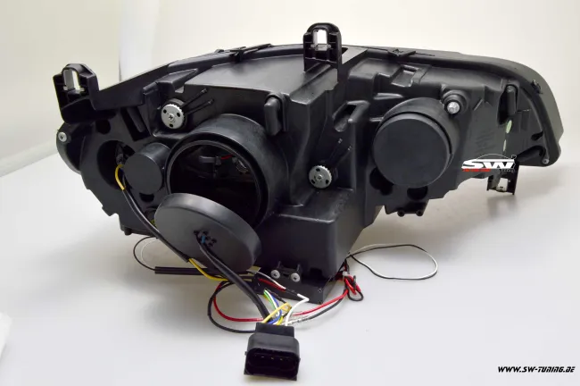 SW-DRLtube Angel Eye Xenon Scheinwerfer für BMW X5 E70 07-10 High LED U-DRL Black ohne AFS