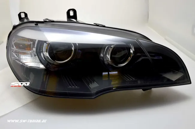 SW-DRLtube Angel Eye Xenon Scheinwerfer für BMW X5 E70 07-10 High U-LED-TFL Black (für AFS-Version)
