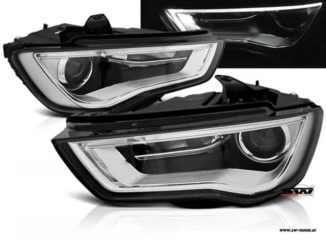 SW-DRLTube Scheinwerfer für AUDI A3 Typ 8V 13-16 LED Tagfahrlicht Lighttube black/chrom