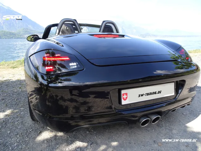 SW-Celi LED Rückleuchten für Porsche Boxster Cayman 987.2 Facelift 10-14 Black/smoke Lightbar-RED